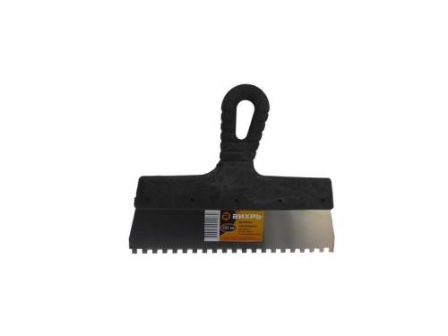 ВИХРЬ Шпатель зубчатый нерж.cталь пластиковая рукоятка 6х6 мм, 250мм