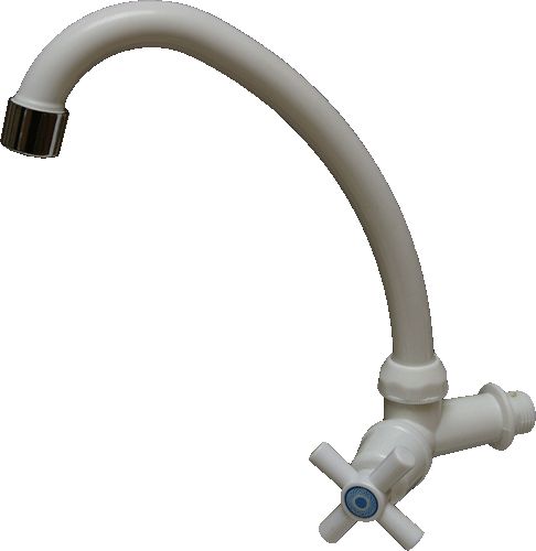 Смеситель МОНО пластиковый настенный белый, крест 20602