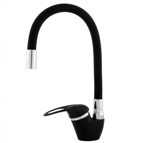 RUSANT PC-К 337-03 Смеситель для кухни, гибкий излив, черный