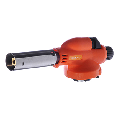 Газовая горелка с пьезо, свободн. вращ., цанг.захват, шир. сопло, пласт.,латунь; 15,5х4,5х5см