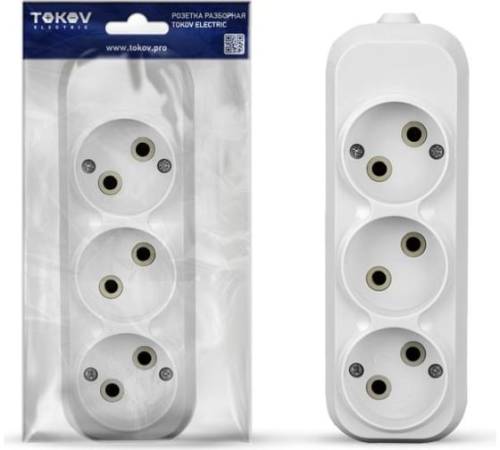 Колодка удлинителя 3-м 10А без заземл. АБС-пластик бел. TOKOV ELECTRIC TKE-C01-KU3