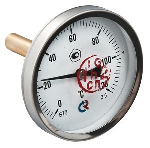 Термометр БТ-31 Ду63 с задн. подкл., 1/2", 1/2" 0-120*  (L=46мм, кл. точн. 2,5)