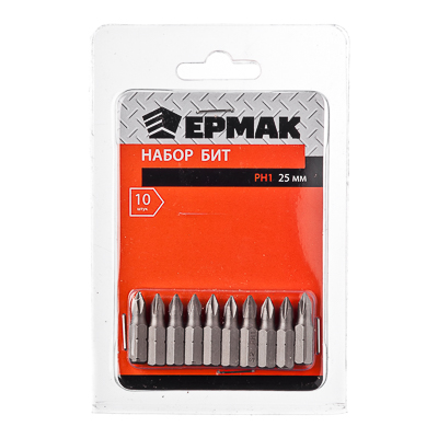 ЕРМАК Набор бит 10шт, PH1, 25мм