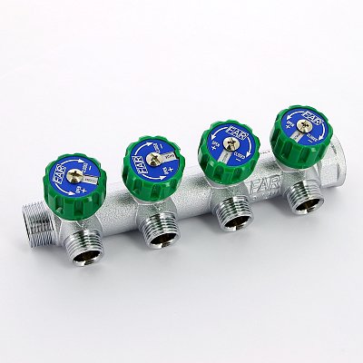 Регулирующий коллектор 3/4" (ВР-НР) с 4 отв. 1/2" НР (межосев. 45 мм)