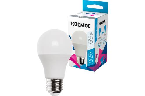 Лампа светодиодная A60 15Вт 4500К E27 220В КОСМОС LkecLED15wA60E2745