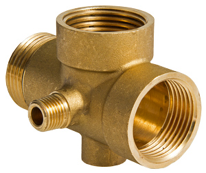 Соединитель Bonomi, 5-ти выводной латунный для насоса 1" x 1/4" х 80