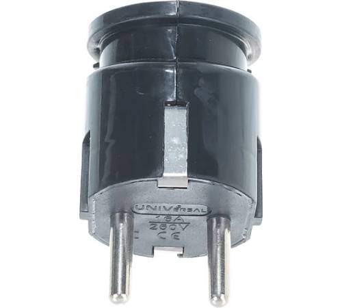 Вилка электрическая угловая 16А 250В с заземл. черн. (еврослот) UNIVersal А0105