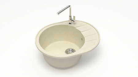 Мойка каменная, овальная 62х50х23 бежевая мат. J28G33