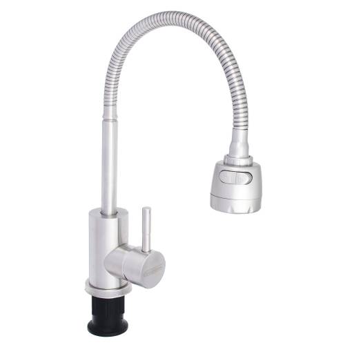 УЦЕНКА 10% СоюзКран SS01-F132 Смеситель для кухни, гибкий излив, нержавеющая сталь (ЖЦ)