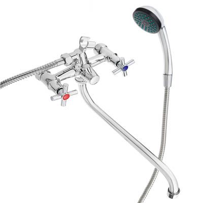 СоюзКран SK08-S217 Смеситель для ванны, круглый излив 30см, керамические кран-буксы 1/2, хром, цинк