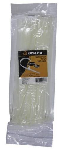 Хомут нейлоновый 3,6x250 белый (100шт.) ВИХРЬ