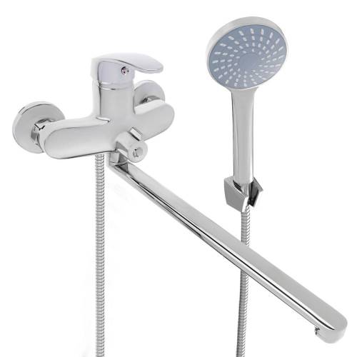 СоюзКран SK08-P114 Смеситель для ванны, прямой излив 35см, керамический картридж 40мм, хром, цинк