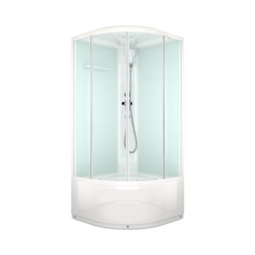 Кабина CLASSICA 80х80 высокий, мат.стекло, бел.стен., бел.проф. MB01019