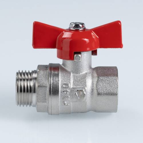 Кран шар. 1/2" г-ш (PN40) бант красн., латунь никелир. VALTEC СТАНДАРТ 