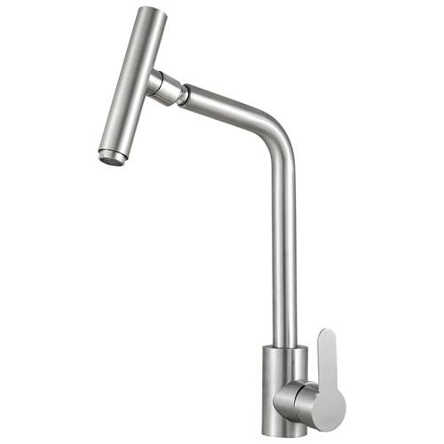 Смеситель кухоный MELODIA Perfetto из нерж.стали с высоким изливом поворот аэратора на 360° MDV30205