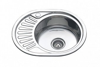Мойка врезная овальная 570*450мм, 0.6 мм, правая Б/В, MELANA нержавейка