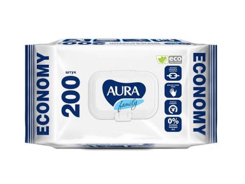 Салфетки влаж. AURA для всей семьи 200 шт./уп.