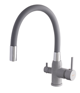 RUSANT RK3932918-1-09 Смеситель для кухни с выходом для питьевой воды, гибкий излив серый