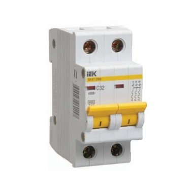 Автомат выключатель модульный 2п C 63А 4.5кА ВА47-29 IEK MVA20-2-063-C