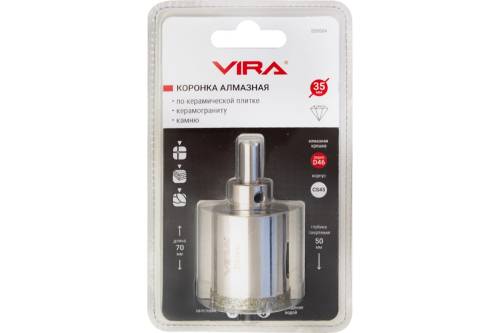 Коронка по керамограниту и керамике ф35 мм, VIRA 559504