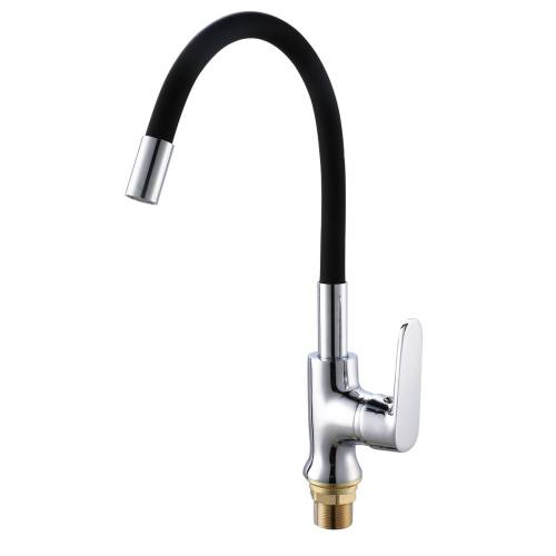 Смеситель для кухни РМС SL123BL-016F-1 с гибким изливом Черный