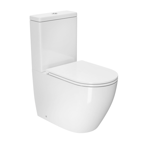 Унитаз-компакт безободковый D&K Matrix DT1397016, антивсплеск, сиденье микролифт, белый (ЖЦ)