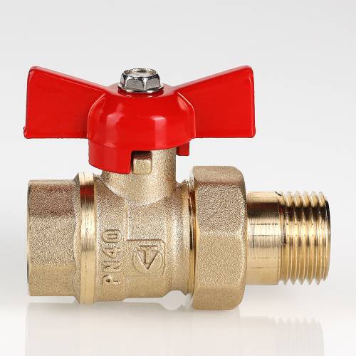 Кран американка 3/4" (PN40) г-ш  бант красный VALTEC Стандарт, шаровый латунный