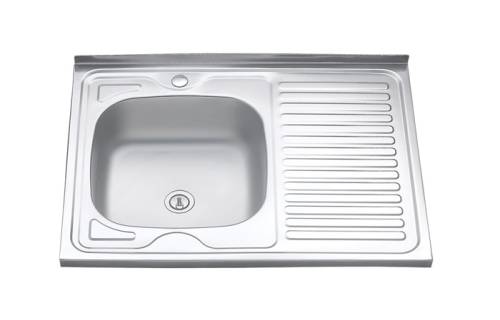 Мойка накладная 800*600, 0.6 мм, левая, Б/В, MELANA нержавейка