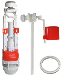 ИНКОЭР Арматура для унитаза, 1/2", бок. подв., бол. красн (синий).попл., кн., хром