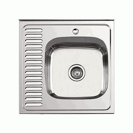 Мойка накладная 600*600*180  0,8мм Б/В правая глянцевая LEDEME L96060-R, нержавейка