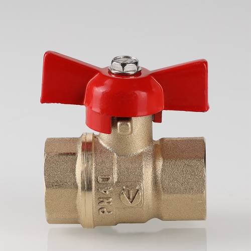 Кран шар. 3/4" г-г (PN40) бант красн., лат. ник.  VALTEC СТАНДАРТ 