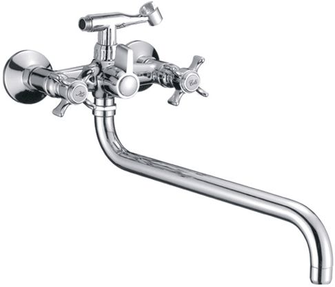 LEDEME L2611 Смеситель для ванны и душа, круглый излив, крест ,керамика, силумин, 