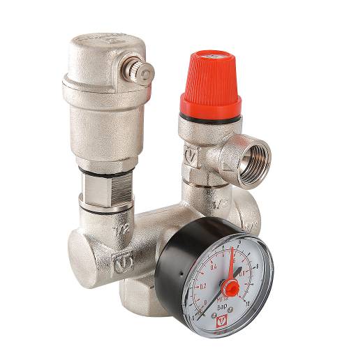 Группа безопасности VALTEC, с латунным корпусом (с манометрами 0-4 бар )