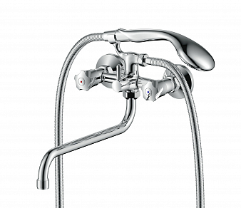 ARGO 101 LUCH Смеситель для ванны и умывальника, кран букса - резина, трубчатый излив 