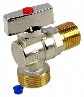 Бытовой кран шар. угловой 1/2"х3/4" ш-ш, латунь никель, BEST