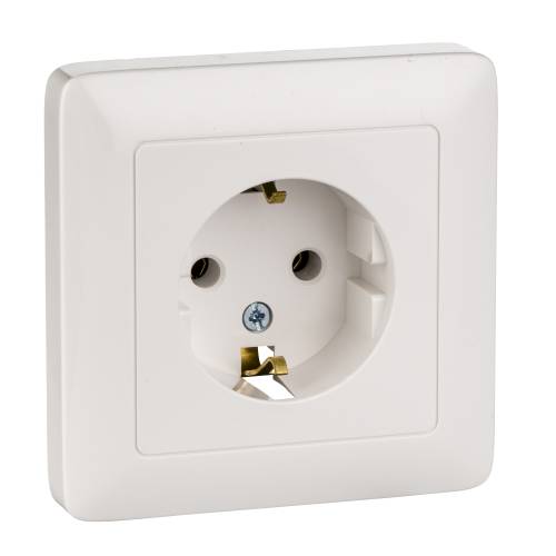 Розетка 1-м СП 1мод. Хит 16А IP20 250В с заземл. защ. шторки бел., RS16-136-B