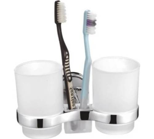 Держатель для зубных щеток "HAIBA" HB1908 двойной, металл., со стаканами, подвес