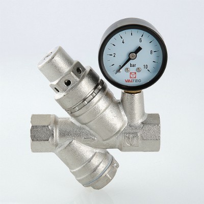 Редуктор давления VALTEC с фильтром и манометром, от 2 до 5 бар 1/2"