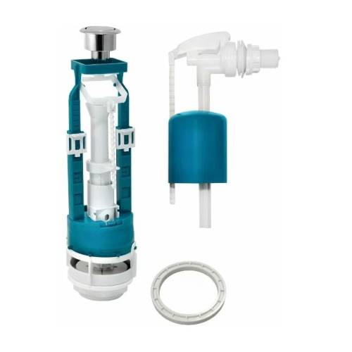 ИНКОЭР Арматура для унитаза 1/2 боковая подводка клапан противодавл. кнопка 1- реж. слив. хром.