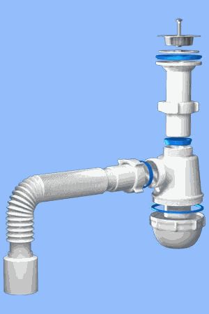 Сифон АНИ Грот A0510, 1.1/2" x 40  с гофрой, 40*50 мм