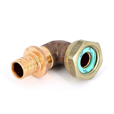 Угольник надвижной 16 x 1/2" ВН с накидной гайкой, бронза RX+ REHAU