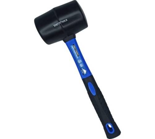 Киянка резиновая 680г. чёрная резина, фиберглассовая рукоятка VERTEXTOOLS