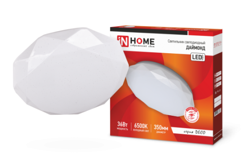 Светильник светод. DECO ДАЙМОНД 36Вт 230В 6500К 2340лм 350мм IN HOME 4690612033730