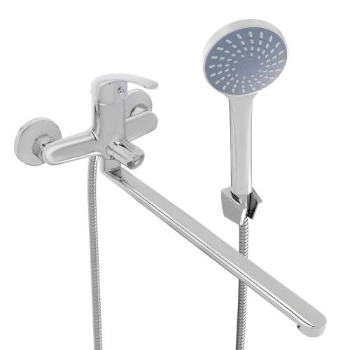 СоюзКран SK08-P109 Смеситель для ванны с душем, прямой излив 35см, керам. картридж 35мм, хром, цинк