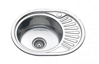 Мойка врезная овальная 570*450мм, 0.6 мм, левая Б/В, MELANA нержавейка