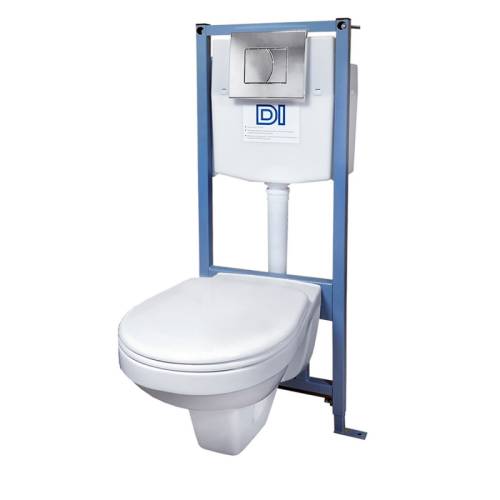 Комплект Рио подвесной с сиденьем, инсталляция DI с хром панелью ROSA (ЖЦ)