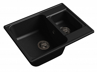 Мойка ECO кварц, двойная,620 мм х 480 мм, чёрный, без компл 