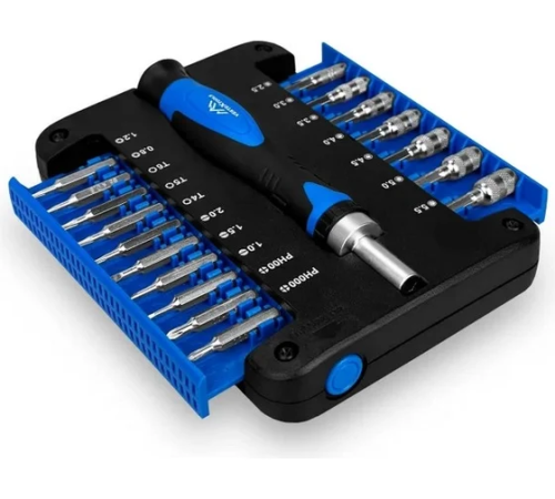 Набор прецизионных бит 18 предметов, держатель реверсивный 0033-18 vertextools