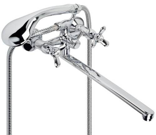 ARGO 212 RETRO Смеситель для ванны и умывальника, латунь, хром, двуручковый, L-образный, L325 мм