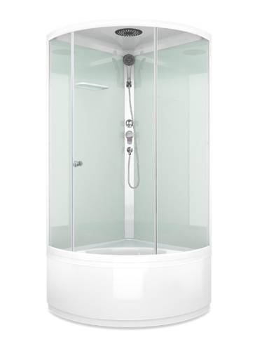 УЦЕНКА 5% Кабина JIVE 90х90 высокий, прозр.стекло, бел.стен., бел.проф. MB02002 (ЖЦ)